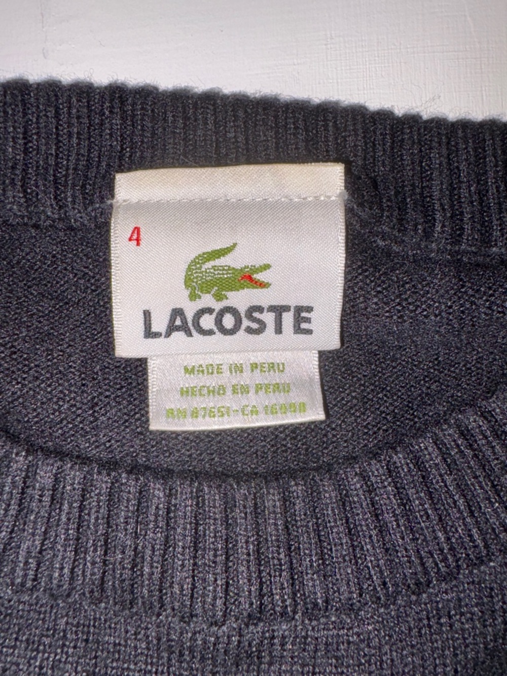 Lacoste Men's Black Crewneck Sweater with Blue, Pink, Yellow and Orange Stripes - Picture 2 of 4